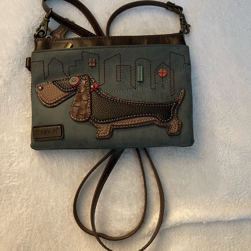Chala Small Crossbody Phone Purse with two adjustable straps (wiener blue)